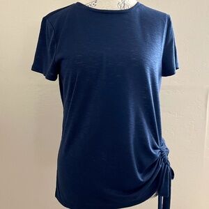 I.N.C. International Concepts Ruched T-Shirt Indigo Sea Size PL
